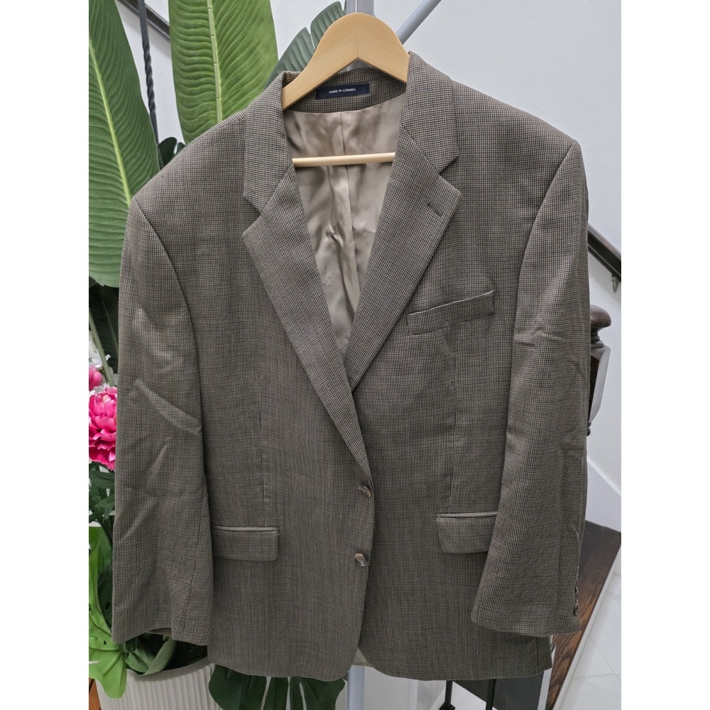Chaps Ralph Lauren Men's Sport Coat Blazer Two Button Flannel Houndstooth 46R
